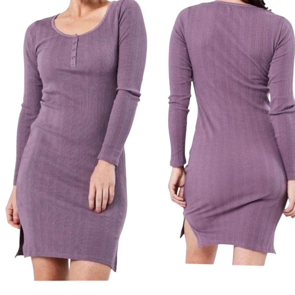 Dark Gray Pact henley dress - Picture 2 of 8